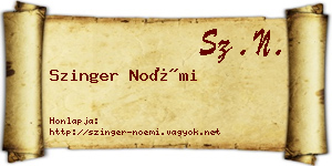 Szinger Noémi névjegykártya